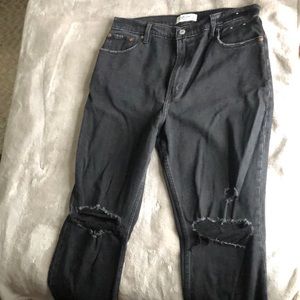 Abercrombie black distressed denim